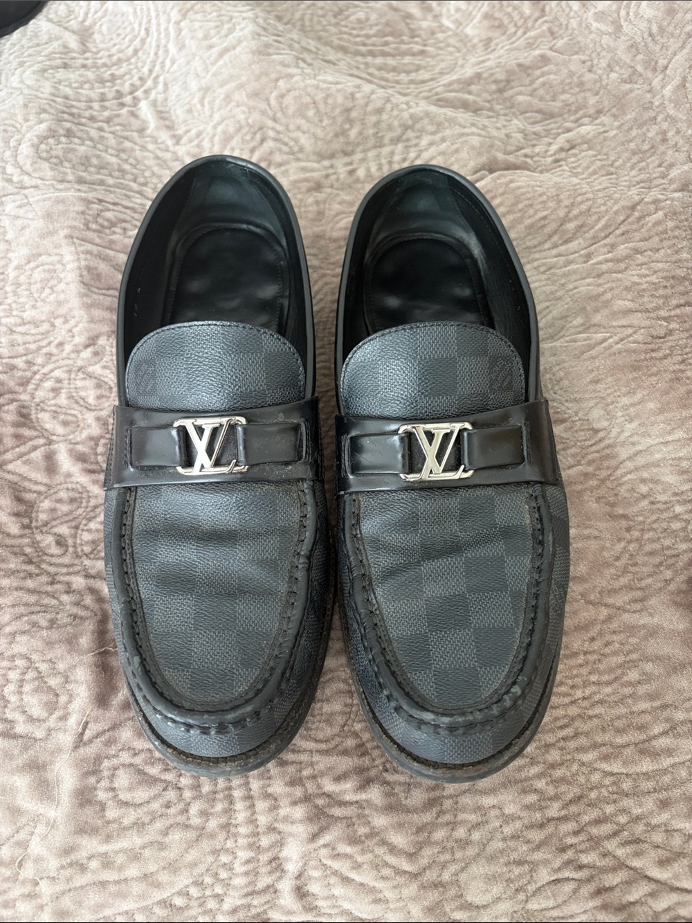 Louis Vuitton Black Checkered LV Bit Loafers